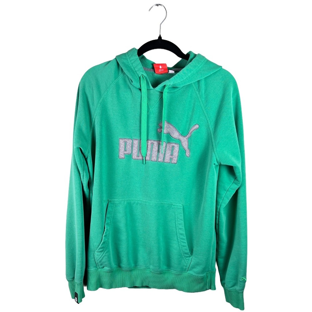 2000s Vintage Puma Green Hoodie Sweatshirt Men's Medium Skater Y2K